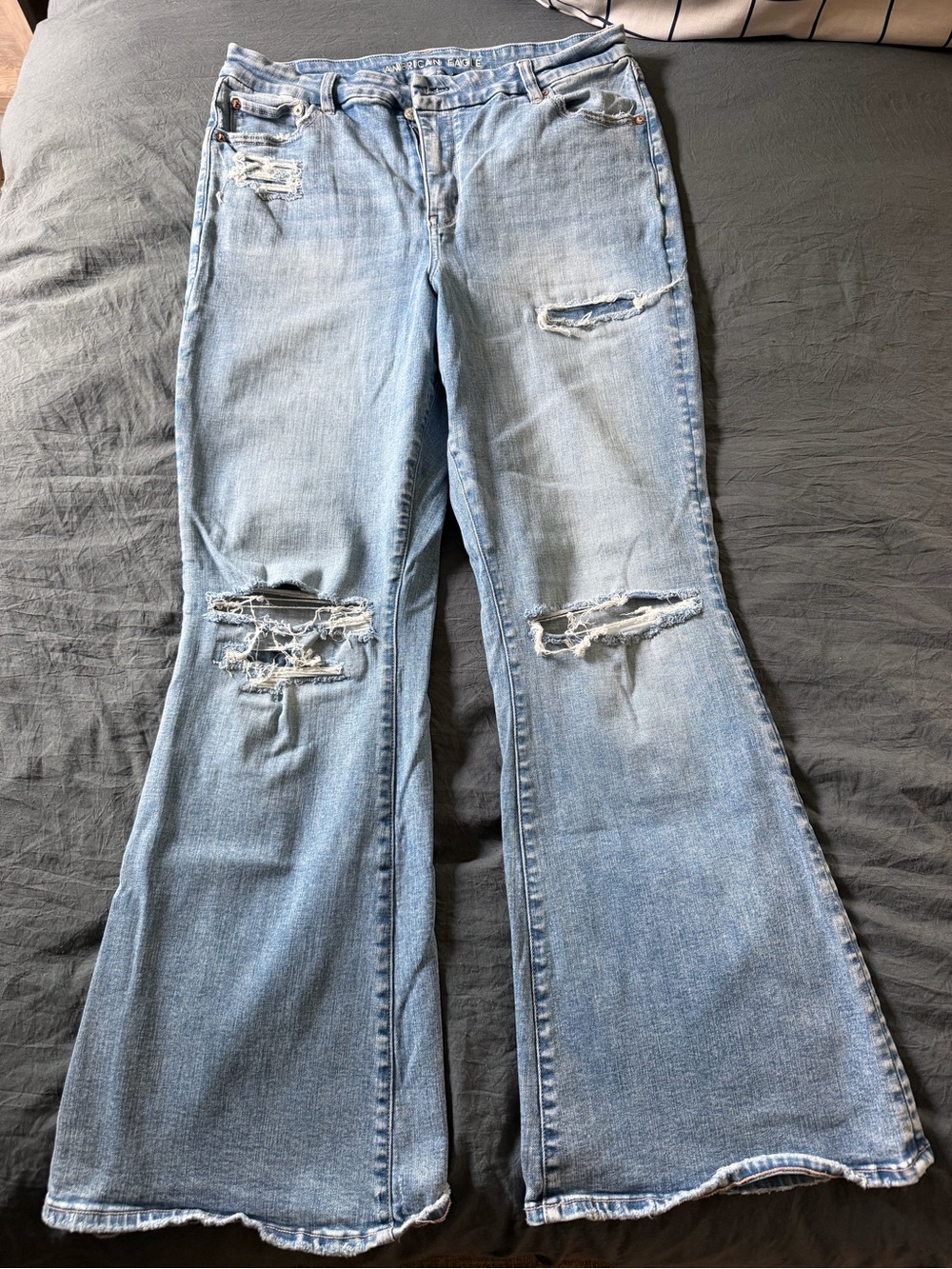 Light Blue Distressed Flared Women's Jeans